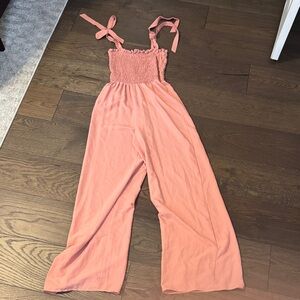 Everly Pink Jumpsuit with Tie Straps